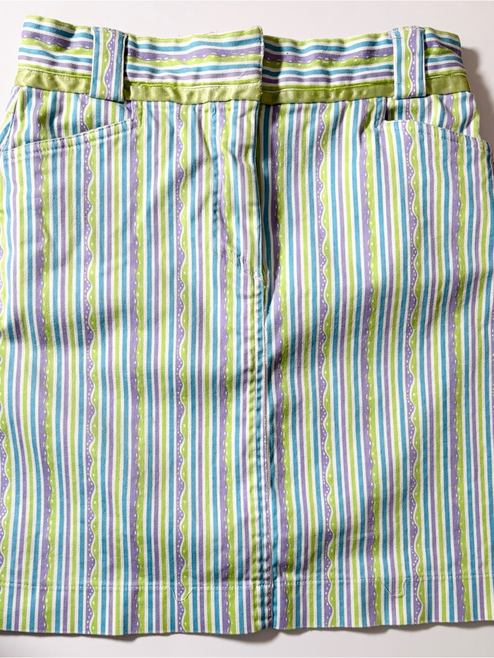 Vintage Y2K Unique Titania Pastel Striped Mini Skirt - Size US 2 AUS 6 Fun